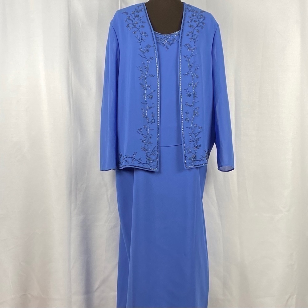 R & M Richards Elegant 2 pc Purple Orchid Beaded Occasion Dress